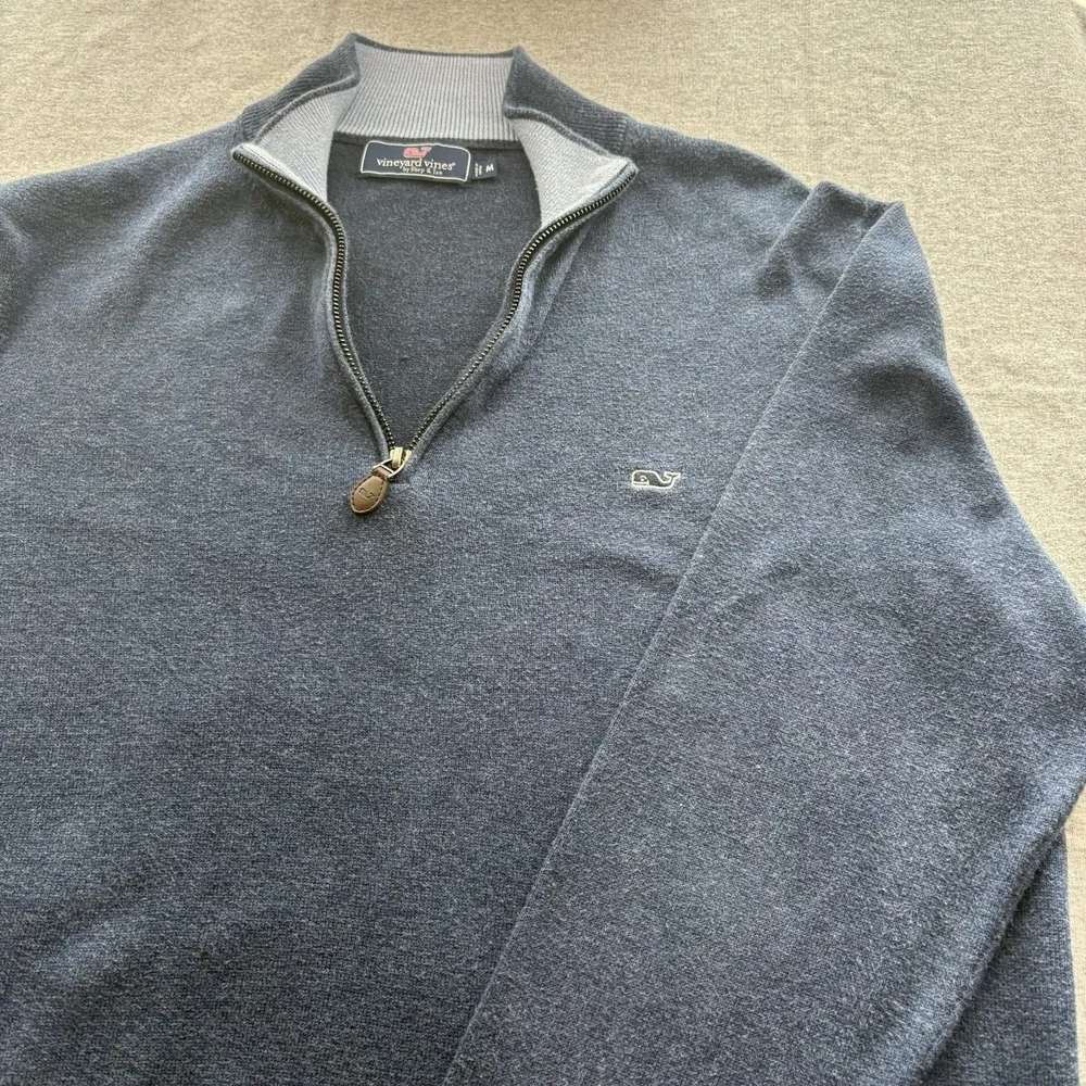 Vineyard Vines Shep & Ian Mens M Med Half-Zip 1/2 Tight-Knit Sweater 100% Cotton
